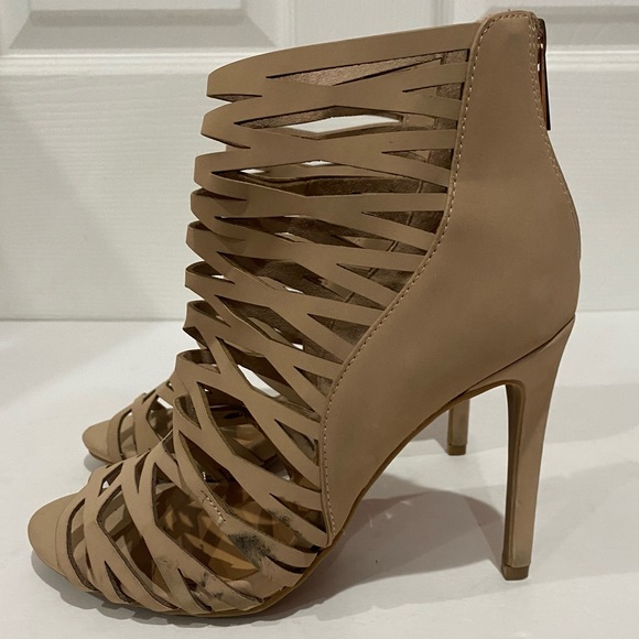 ANNE MICHELLE Women's Sugarlove Strappy Peep Toe Stiletto Heel - nude, size 6 - Picture 7 of 12